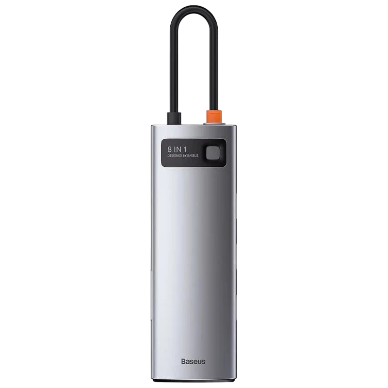 Baseus Hub Metal Gleam 8 em 1 Type-C 3x USB 3.0 PD HDMI RJ45 SD Leitor de cartão microSD