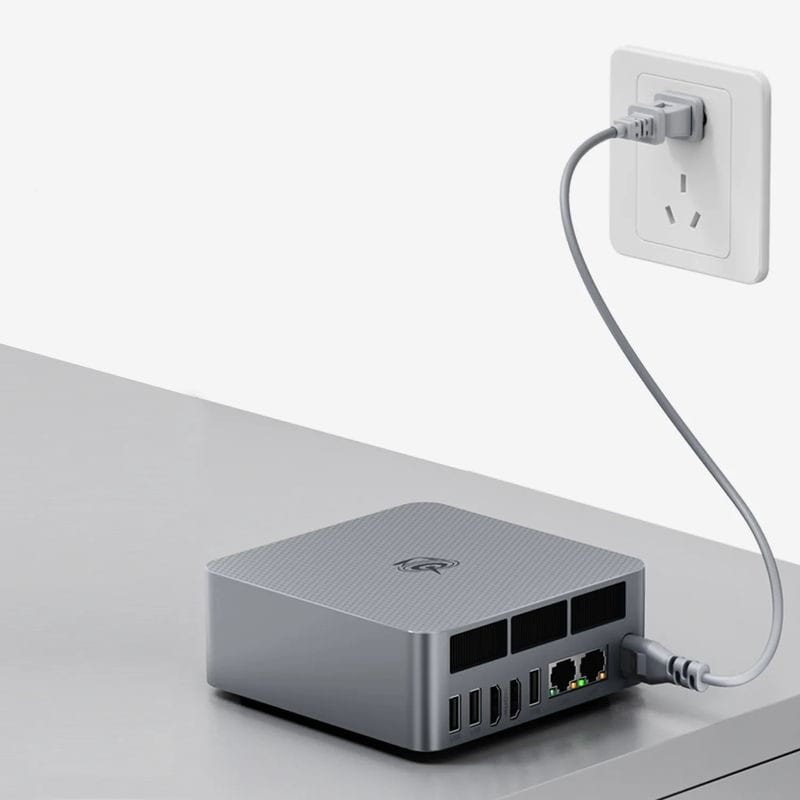 Energía de Beelink EQR6-D5 AMD Ryzen 9 6900HX/32GB/500GB SSD/Windows 11 Pro Gris - Mini PC