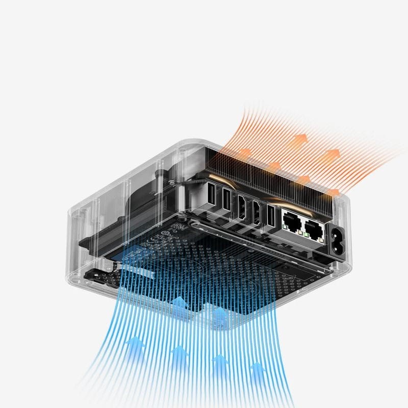 Ventilador de Beelink EQR6-D5 AMD Ryzen 9 6900HX/32GB/500GB SSD/Windows 11 Pro Gris - Mini PC