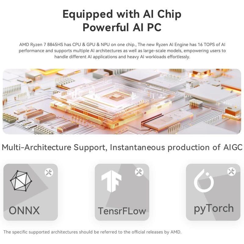 Características de Beelink SER8 AMD Ryzen 7 8845HS/32GB/1TB SSD/Windows 11 Pro Gris - Mini PC