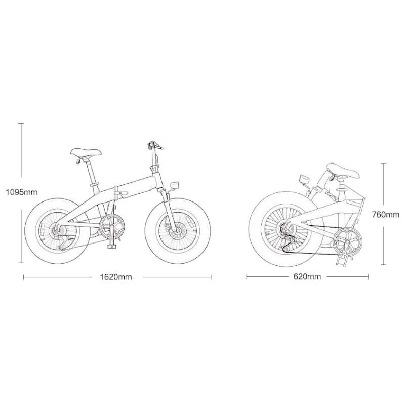 Bicicleta Eléctrica Xiaomi HIMO ZB20 Gris - Dimensiones