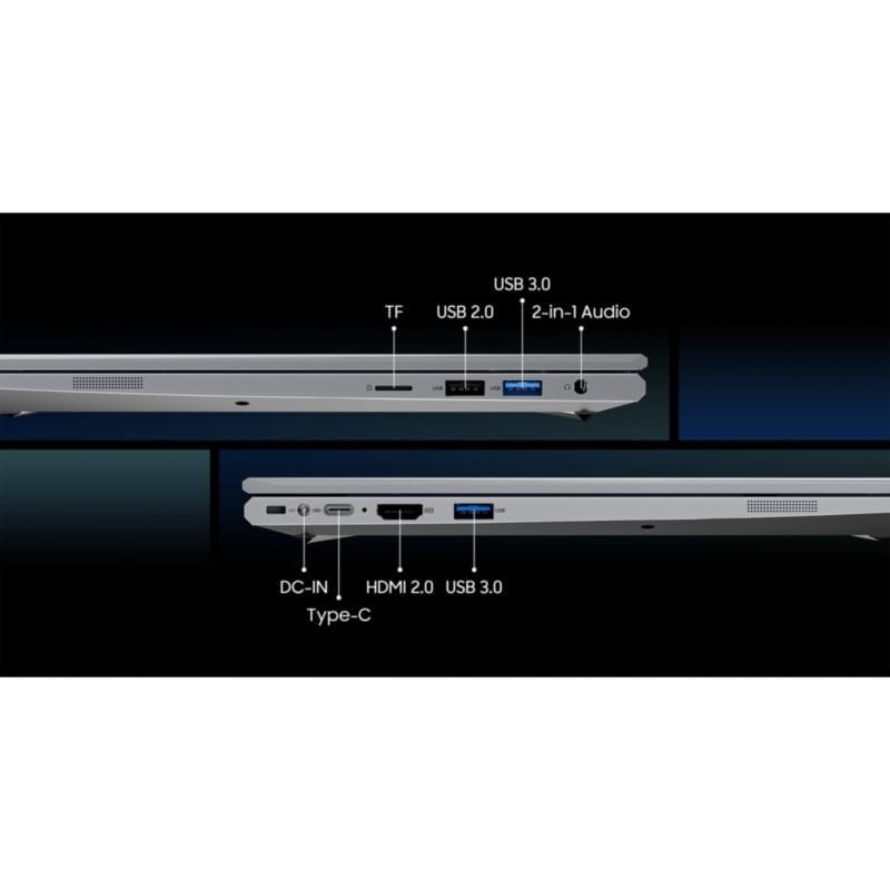 Detalle de las conexiones y puertos del Blackview Acebook 8 Intel Core N97/16GB/512GB Gris