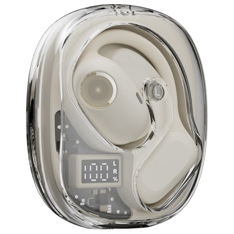 Blackview AirBuds 100 Blanc - Vue casque avec boîtier latéral droit