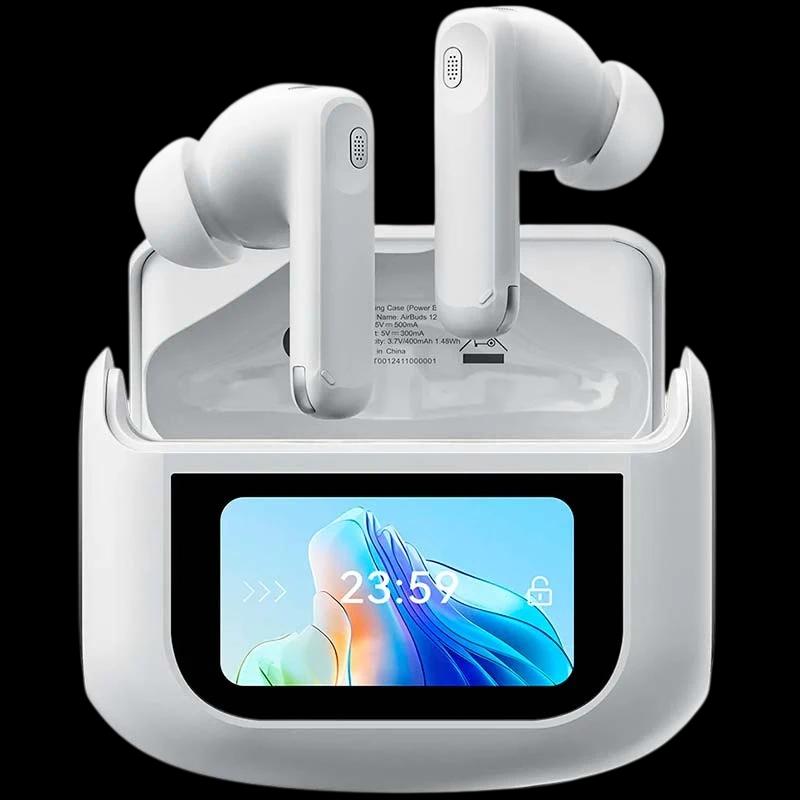 Blackview Airbuds 12 IPX7 Blanc - Écouteurs Sans Fil et Boîtier avec Écran LED