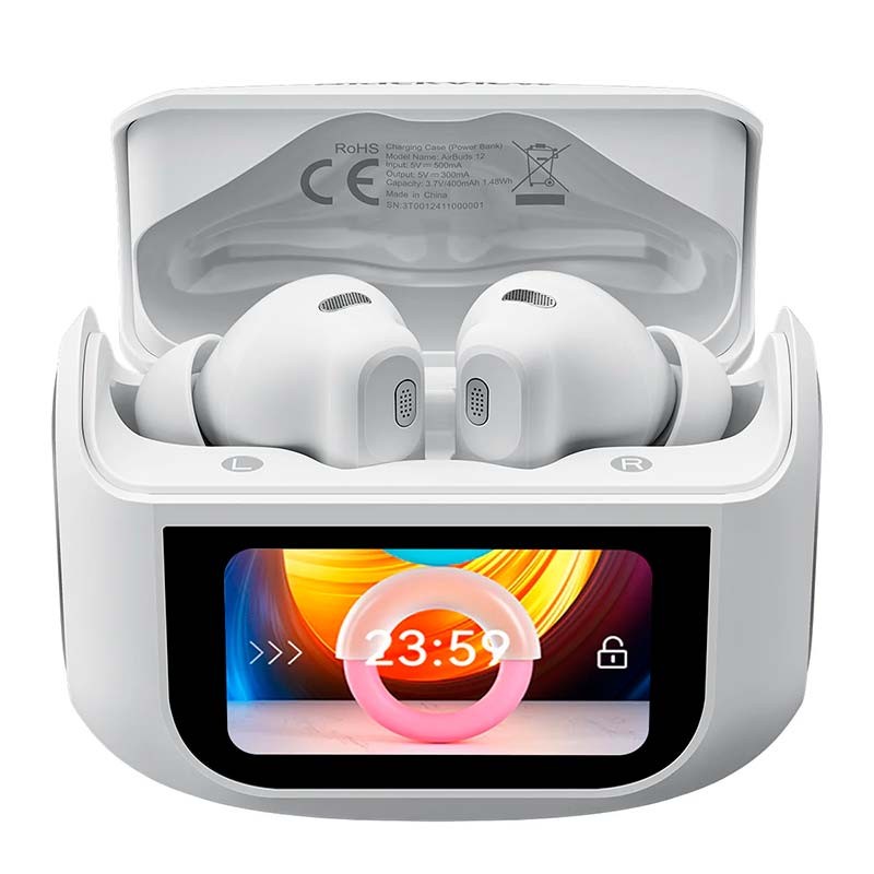 Blackview AirBuds 12 Blanc avec boîtier de charge - vue de face