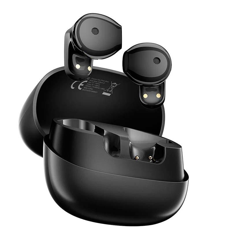 Blackview AirBuds 20 Preto com estojo de carregamento - vista frontal e lateral esquerdo