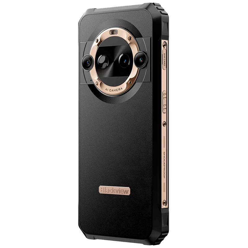 vista trasera y lateral izquierdo del Teléfono móvil Blackview BL9000 Pro 12GB/512GB Dorado
