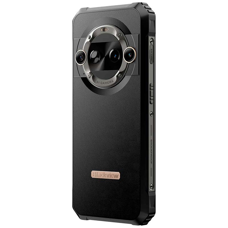 vista trasera y lateral izquierdo del Teléfono móvil Blackview BL9000 Pro 12GB/512GB Negro