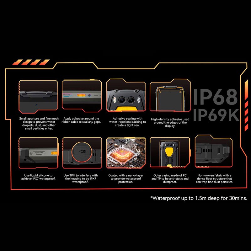 Blackview BV7300 6Go/256Go Orange - résistance à l'eau et à la poussière