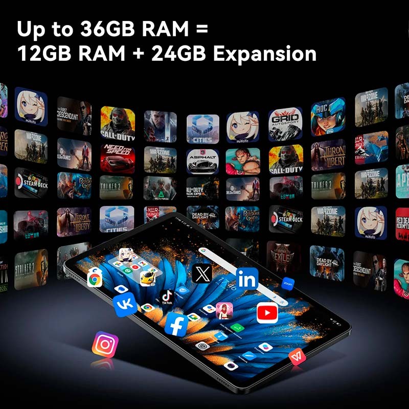 Blackview MEGA 2 12'' 4G 12GB/256GB Verde - Tablet Cantidad de RAM