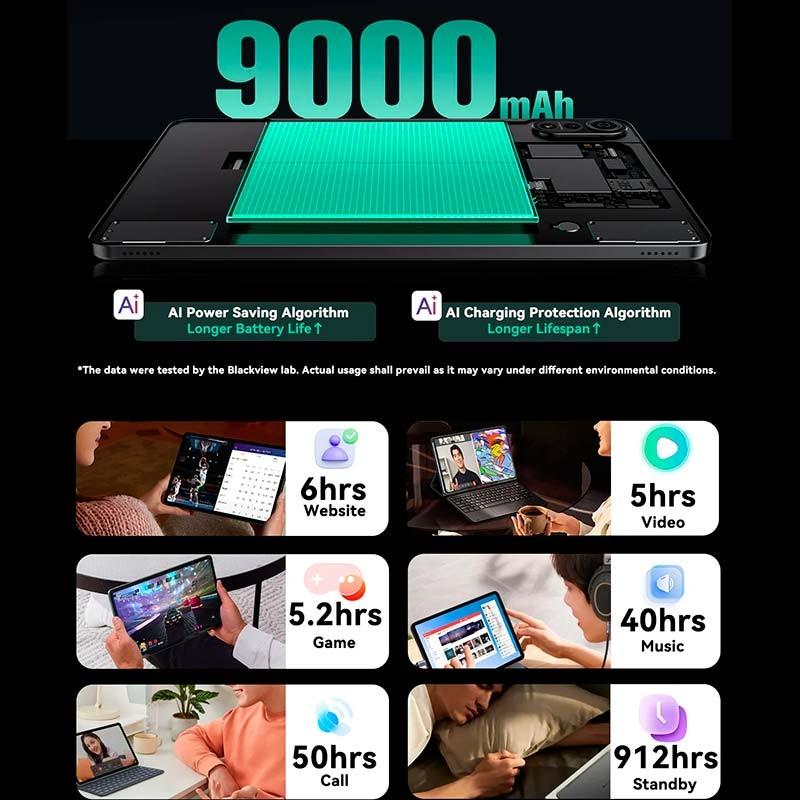 Blackview MEGA 2 12'' 4G 12GB/256GB Verde - Tablet 9000 mah de batería