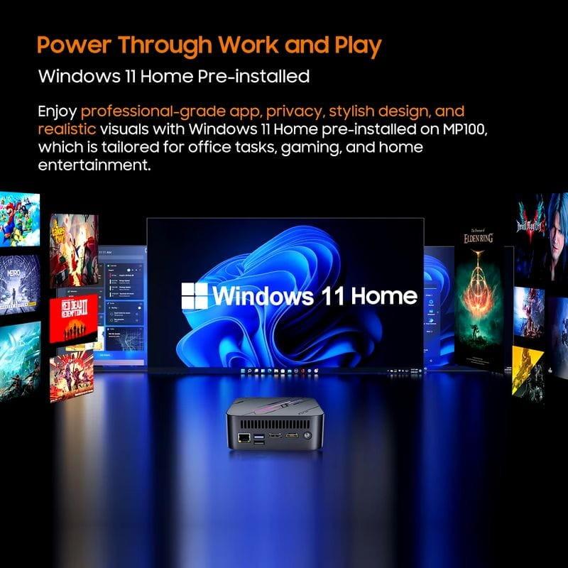 Système opérateur de Blackview MP100 AMD Ryzen 7 5700U/16 Go2/512 Go SSD/W11 Noir - Mini PC Jeu