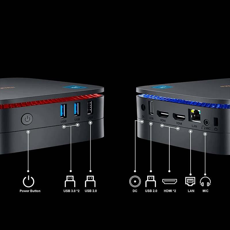 Blackview MP60 Intel N95 16Go/1To Noir - Mini PC Connexions arrière