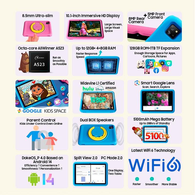 Blackview Tab A6 Kids 4GB/128GB Rosa - características principais