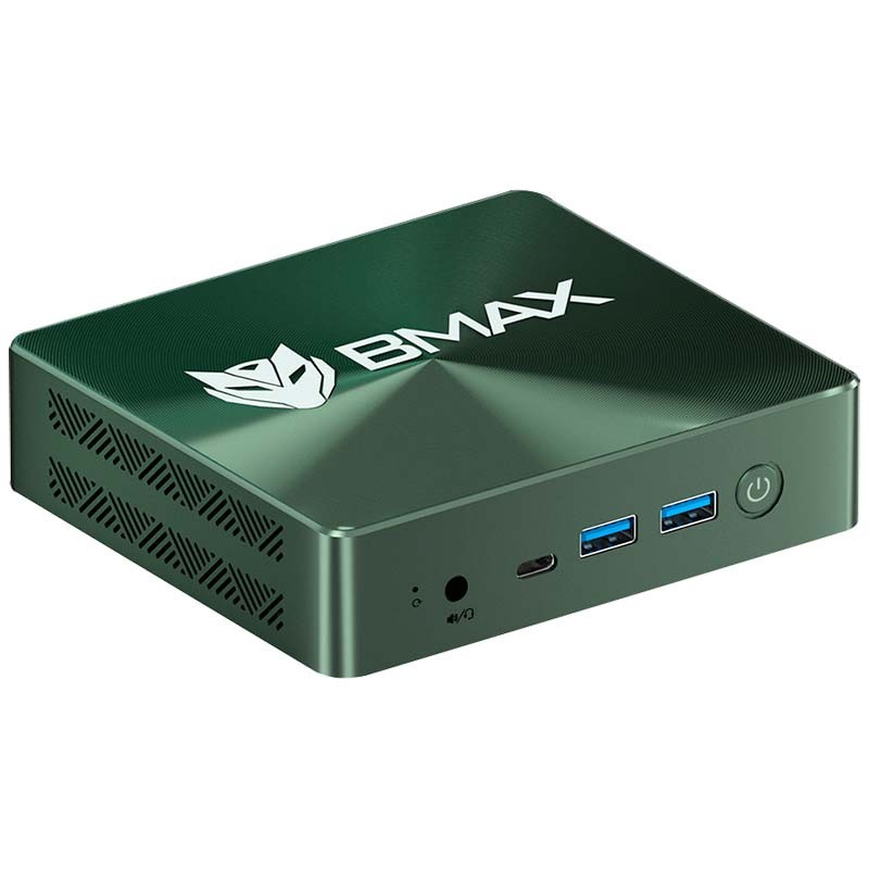 Vue supérieure et frontale du Mini PC BMAX B6 Power Vert