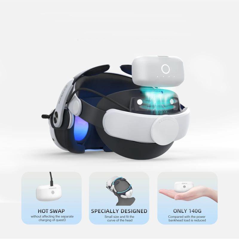 Baixo peso de BOBOVR M3 Pro Correia de cabeça com bateria para Meta Quest 3/3S Preto - Acessório para óculos de realidade virtual