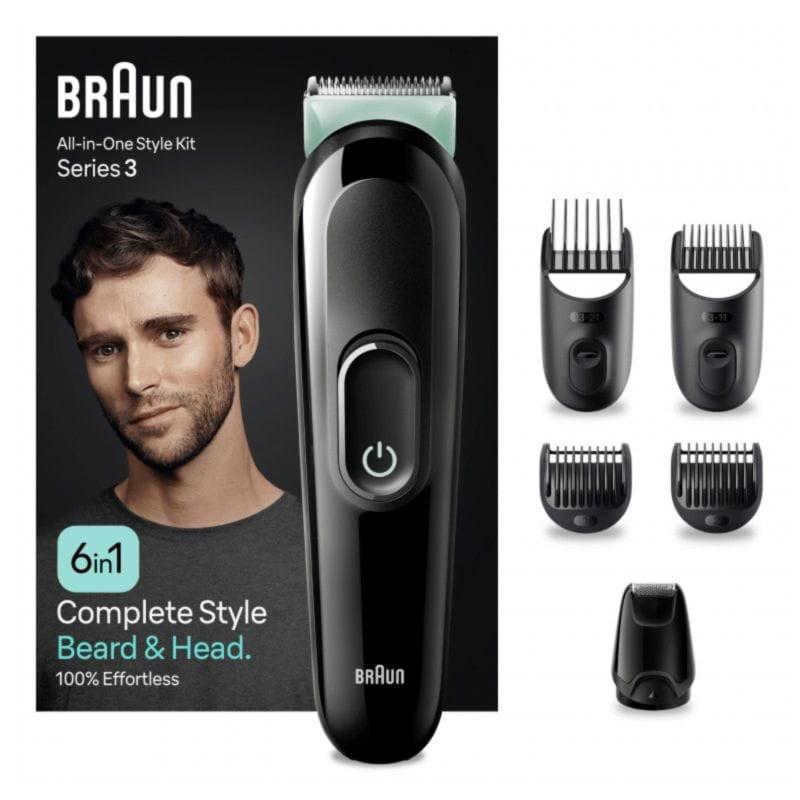 Visão geral do Aparador de Barba Elétrico Braun MGK3411 6 em 1 Preto