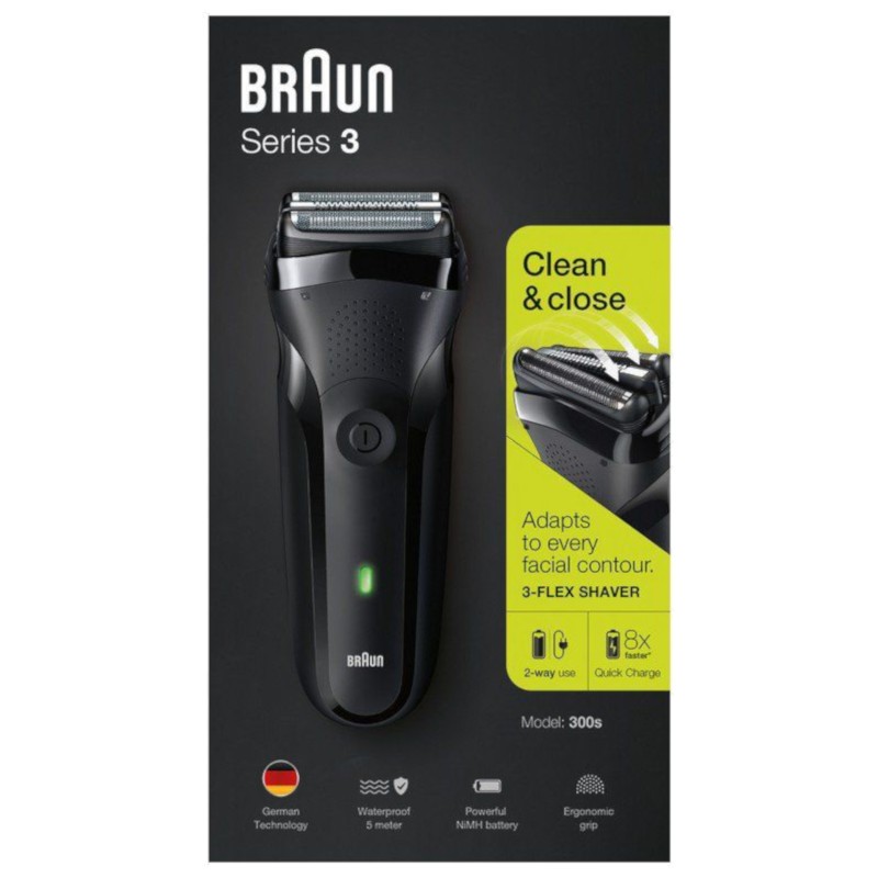 Braun Series 3 - 300S Barbeador Elétrico à Prova de Água Preto - caixinha