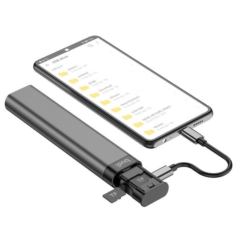 Budi Adaptador de tarjeta Multifunción Universal 9 en 1 Negro Conectado movil