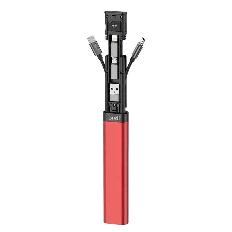 Budi Adaptador de tarjeta Multifunción Universal 9 en 1 Rojo