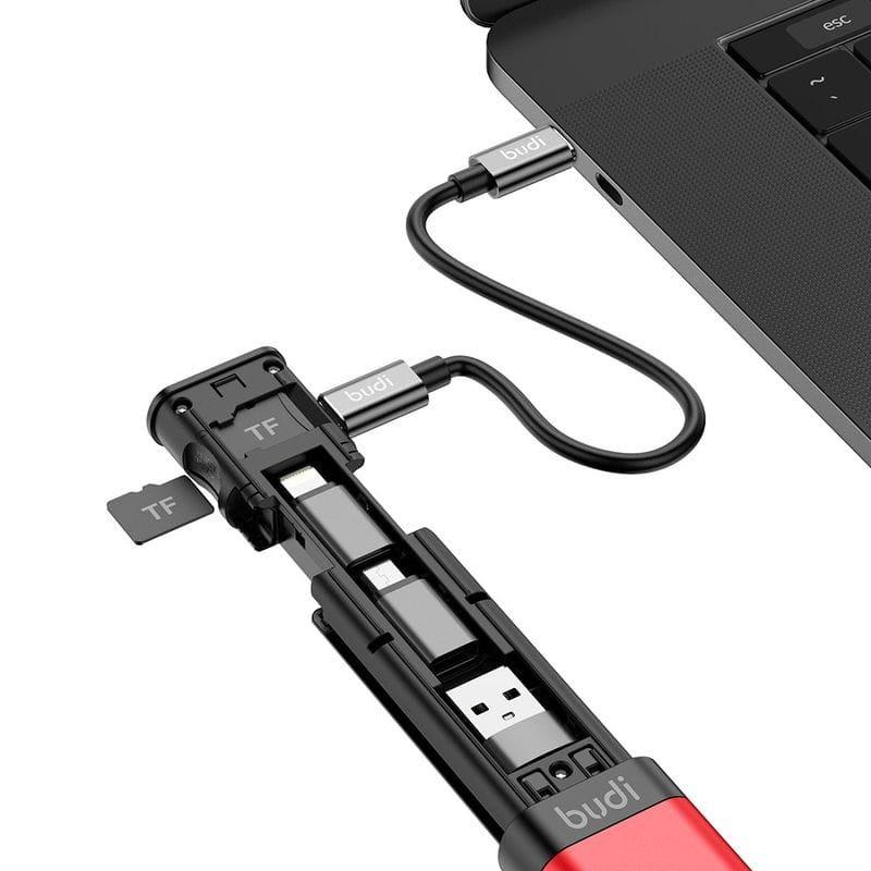 Budi Adaptador de tarjeta Multifunción Universal 9 en 1 Rojo Conectado PC