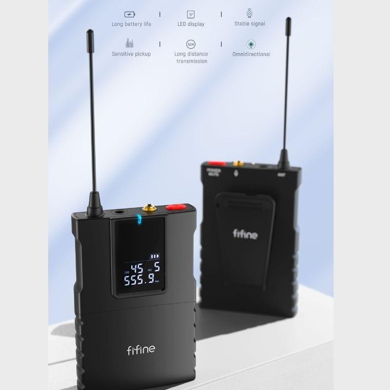 Fifine C8 Black - Microphone professionnel sans fil pour caméra avec caractéristiques