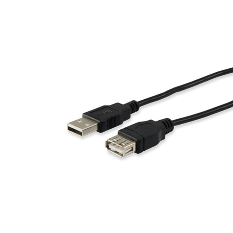 Cable alargador USB 2.0 Equip 128850 Cable A Macho a Cable A Hembra - Detalle de los conectores mirando hacia la derecha