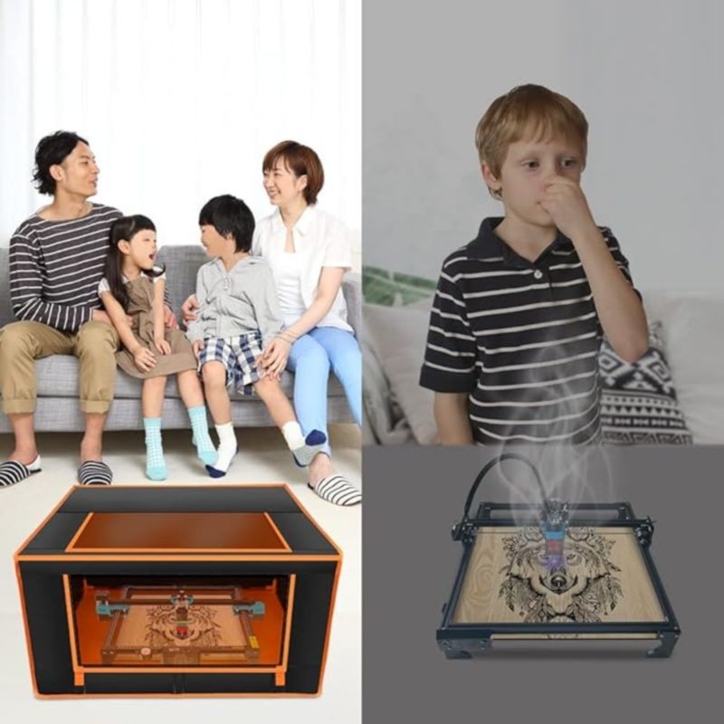 Caixa de proteção para gravador a laser Two Trees TS2 Orange com proteção para os olhos e proteção contra fumos e detritos