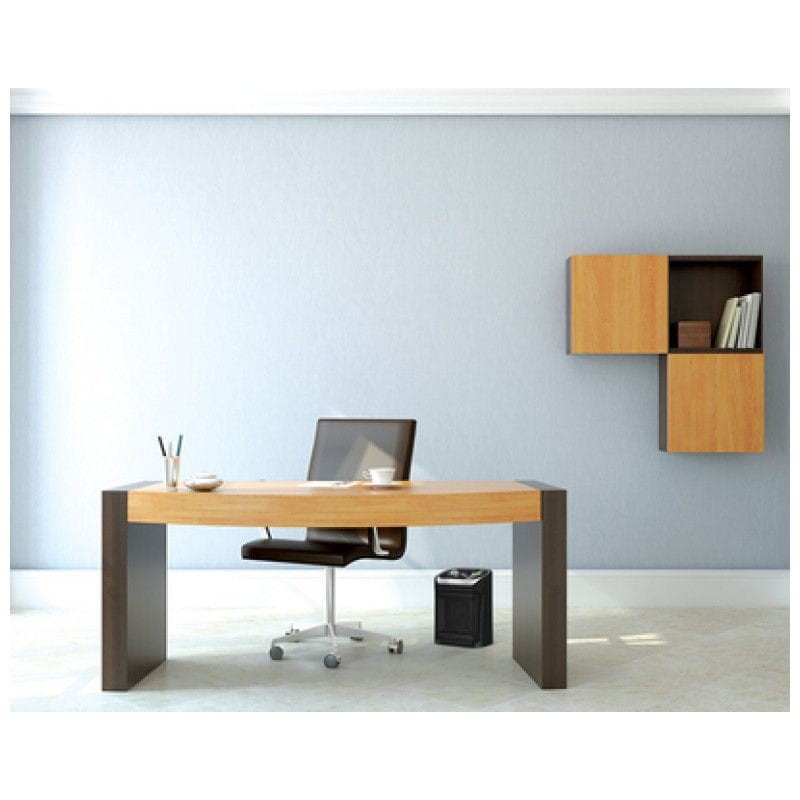 Vue d'ensemble d'un espace de travail avec le Chauffage en Céramique Rowenta SO9266F0 Mini Excel Eco Noir sous un bureau