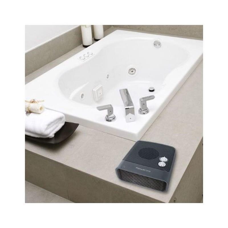 Vista geral do Aquecedor Horizontal Rowenta Atlas Silence SO5115 Preto junto à banheira