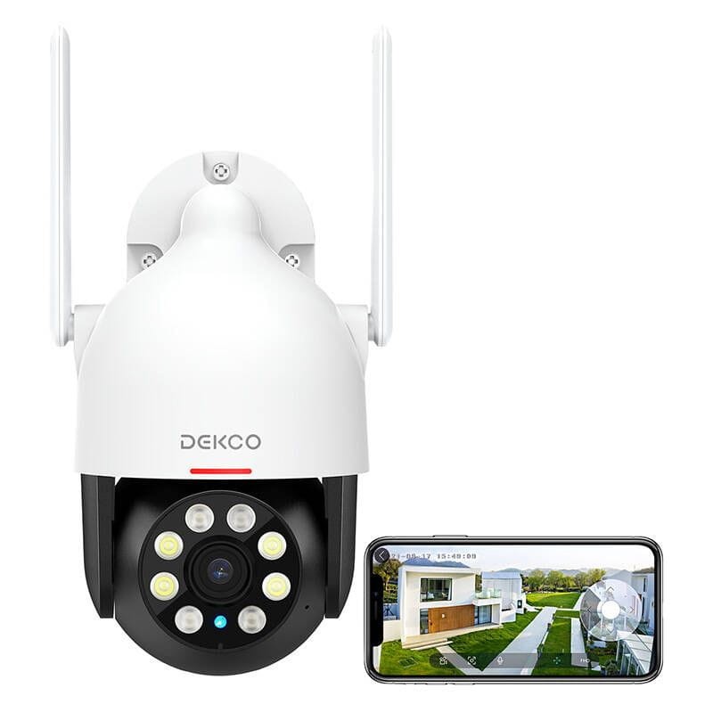 Frontal de Cámara de seguridad IP DEKCO DC5L 2K QHD WiFi Visión Nocturna a color Google Assistant/Alexa Blanco