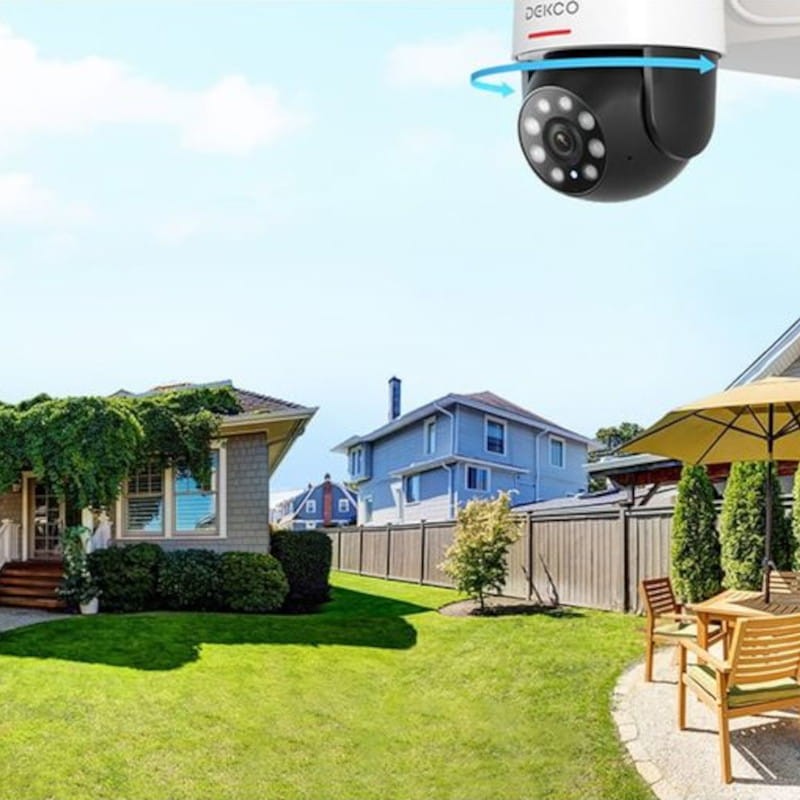 Potente Cámara de seguridad IP DEKCO DC5L 2K QHD WiFi Visión Nocturna a color Google Assistant/Alexa Blanco