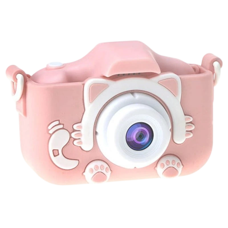 Cámara Digital Para Niños K1C Versión Mejorada 600mAh Funda Gato Rosa