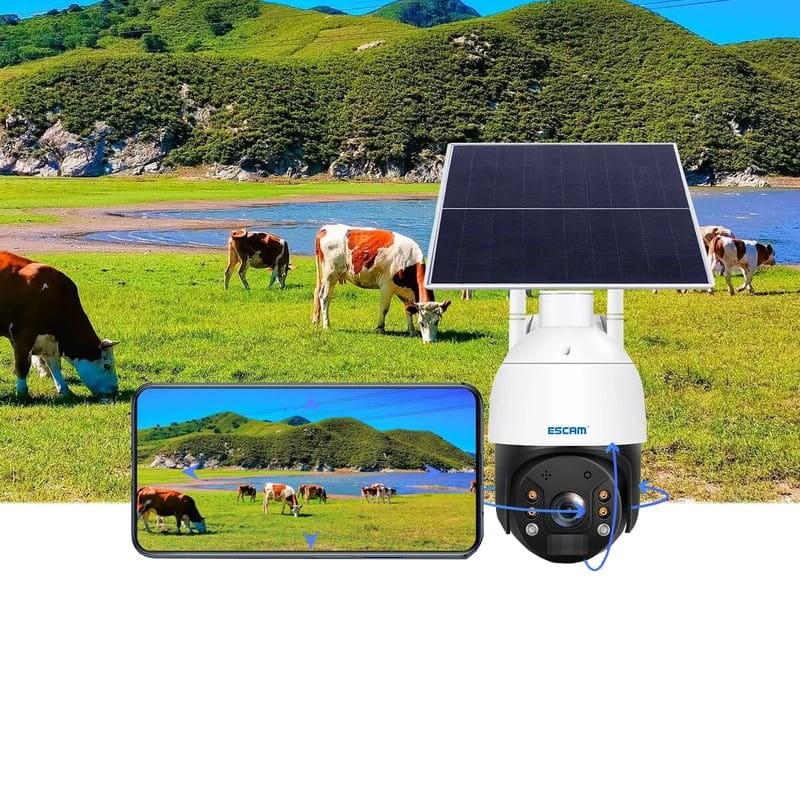 Caméra de sécurité IP Escam QF724 Solaire 4G/LTE 24 Heures d'enregistrement Blanc - Image