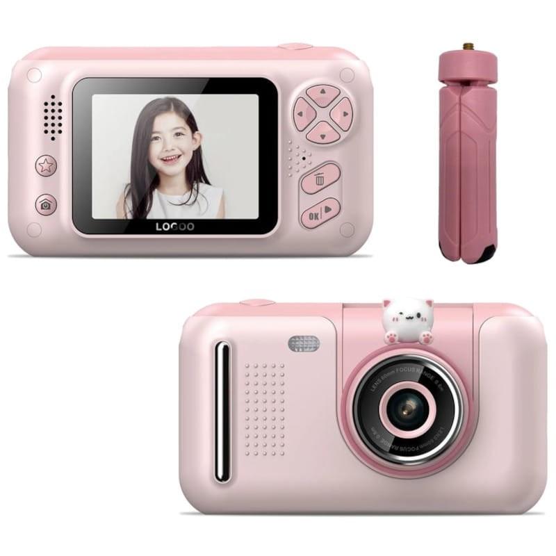 Lados de Cámara Para Niños S9 con Cámara Rotable Rosa - Cámara Digital para Niños