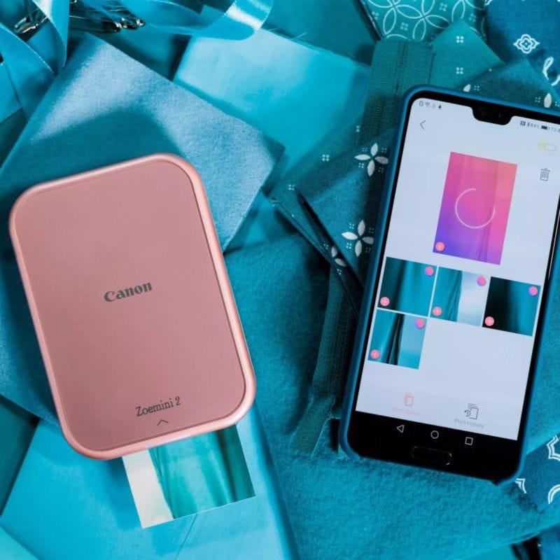 Conexión móvil de la Canon Zoemini 2 Impresora fotográfica Inalámbrica Oro rosa