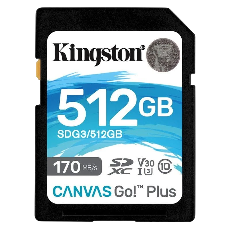 Kingston Canvas Go! Plus 512 GB Classe 10 UHS-I U3 V30 Preto / Turquesa - Cartão SD