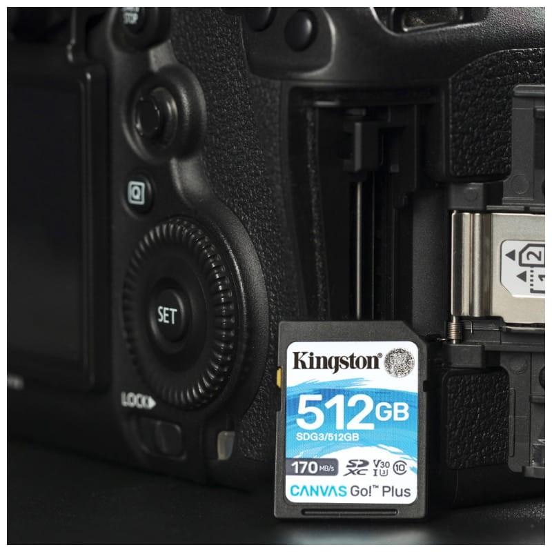 Kingston Canvas Go! Plus 512 GB Clase 10 UHS-I U3 V30 Negro / Turquesa - Tarjeta SD imagen con cámara