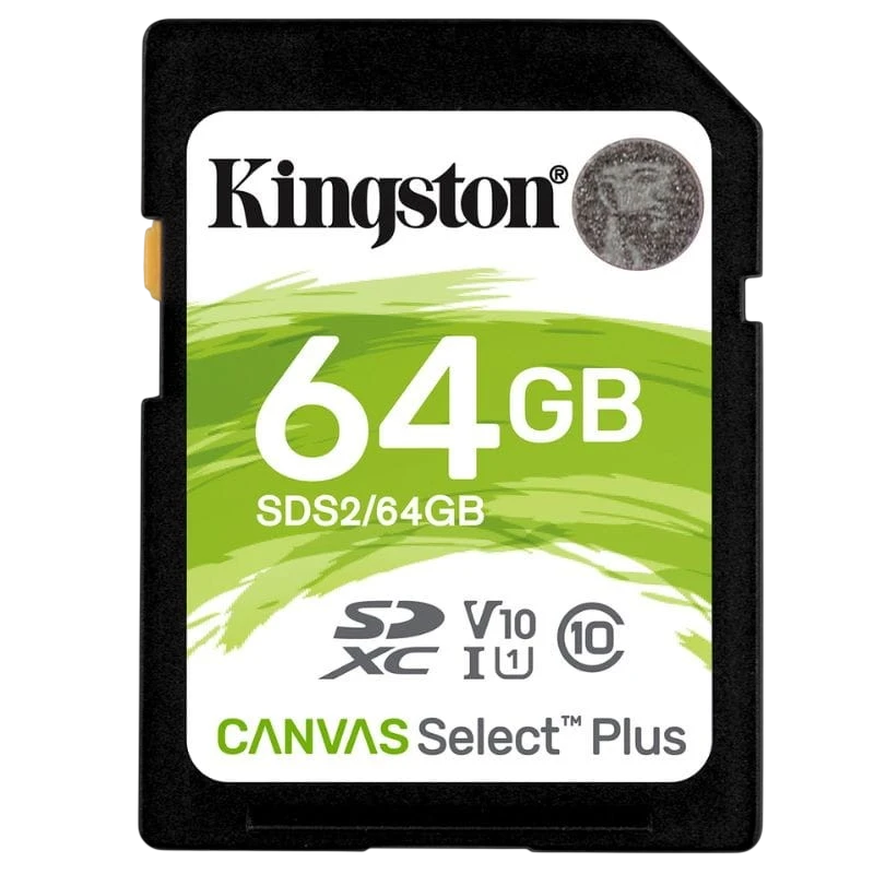 Kingston Canvas Select Plus 64 GB Clase 10 UHS-I U1 V10 Verde / Blanco - Tarjeta SD