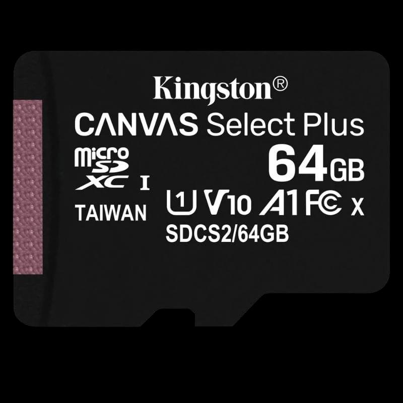 Kingston Canvas Select Plus 64 GB Class 10 UHS-I U1 V10 Noir - Carte microSD