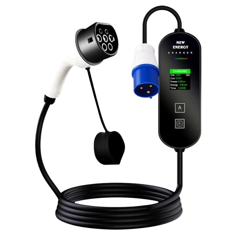 Carregador de isqueiro elétrico com ecrã LCD EV 32A/7.0KW/10M com ficha (3 pinos)