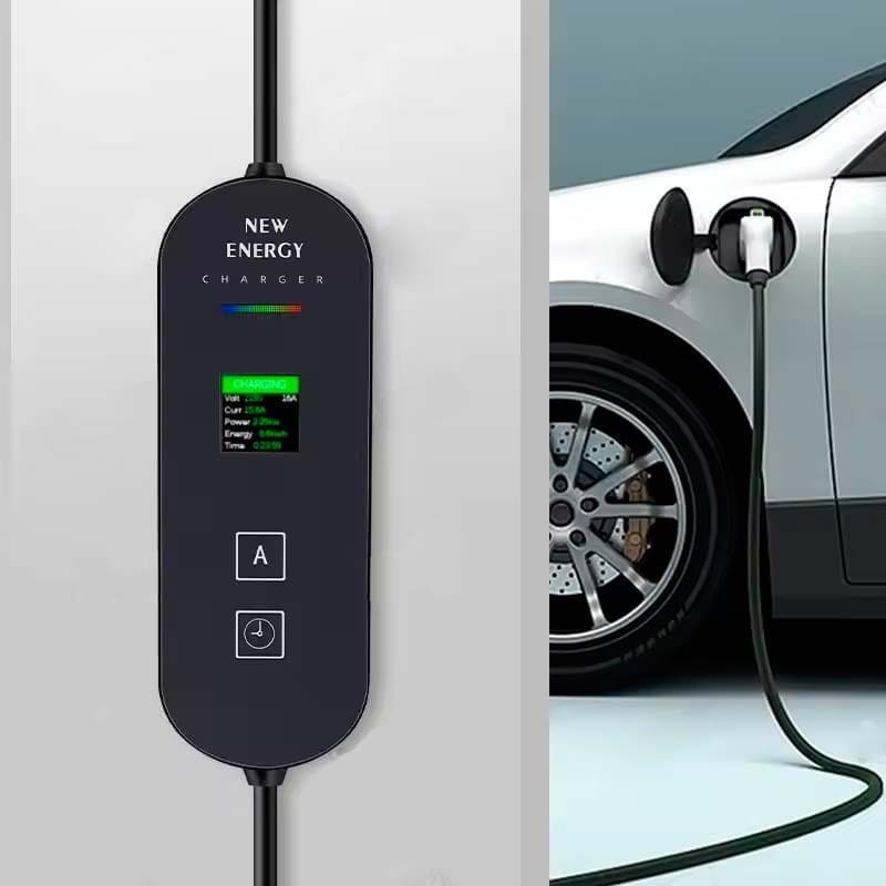 Carregador de carro elétrico EV 32A/7KW/10M com ecrã LCD sem cabeça de tomada
