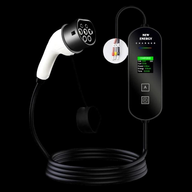 Cargador de Coche Eléctrico con Pantalla LCD EV 32A/7.0KW/10M sin Cabezal de Enchufe