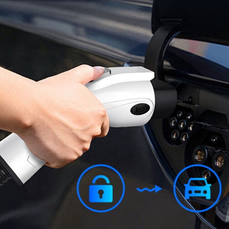 Recarga de batería con la Estación de carga para vehículos eléctricos 32A/22KW/5M + enchufe industrial Negro