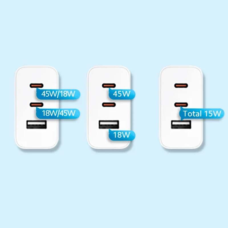 potencia máxima del Cargador Xiaomi 67W GaN 2C1A EU con dos puertos usados