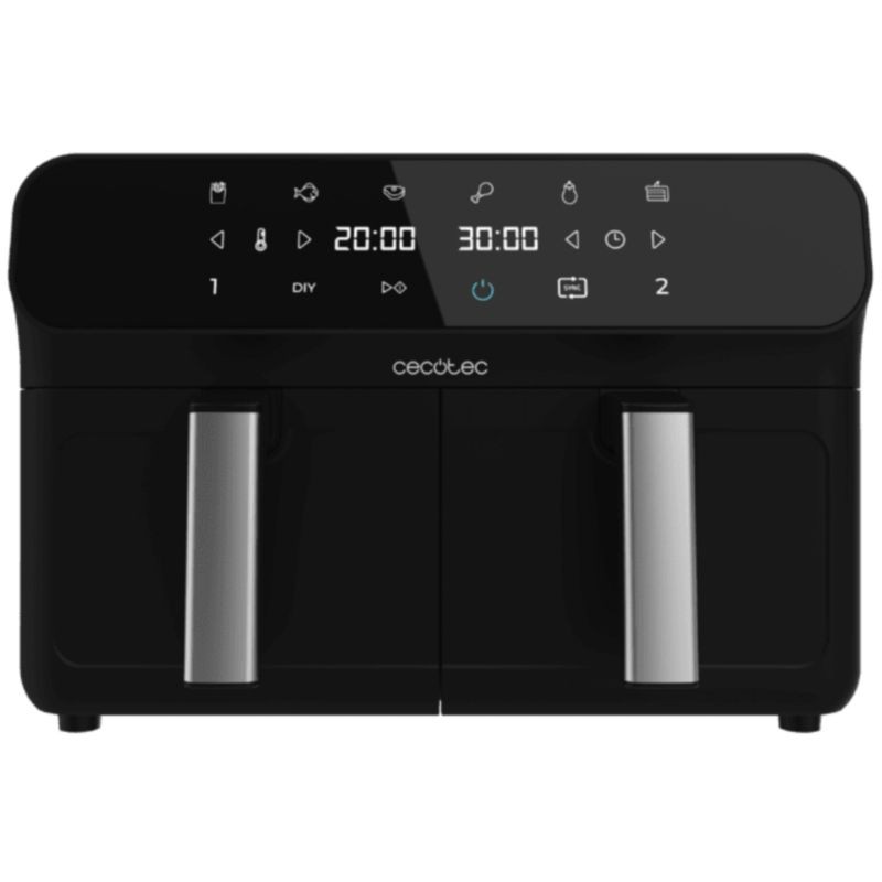 Vista frontal da Fritadeira de Ar Cecotec Advance 9000 Doble Preto/Inox
