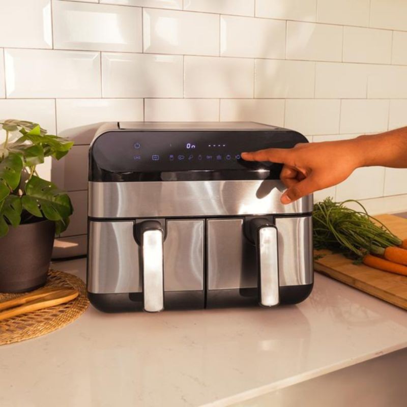 Fritadeira de Ar Cecotec Advance 9000 Doble Preto/Inox com 9 litros de capacidade