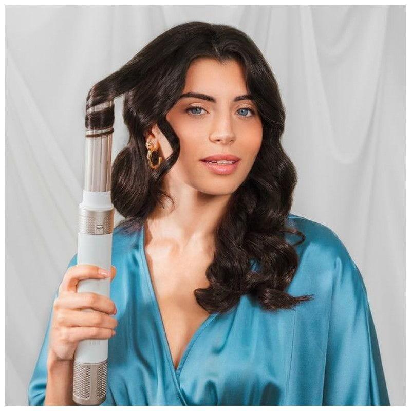 Moldeador multifunción Cecotec Bamba CeramicCare 14in1 AirGlam  Champán imagen ondulando