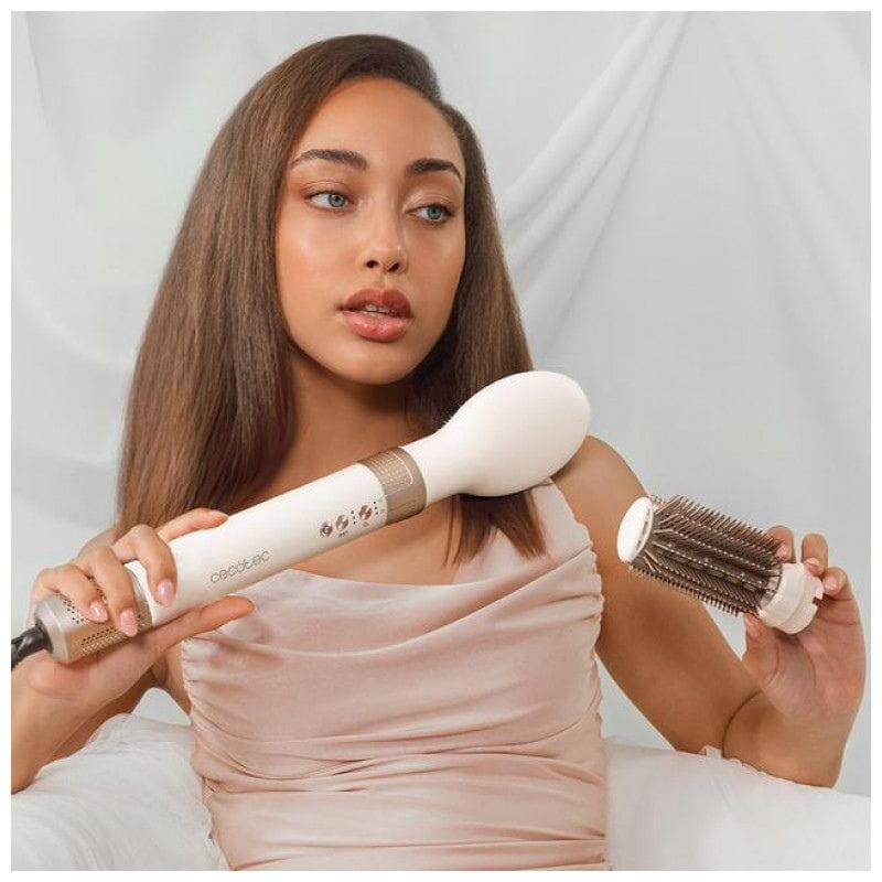 Moldeador multifunción Cecotec Bamba CeramicCare 14in1 AirGlam  Champán imagen cepillo