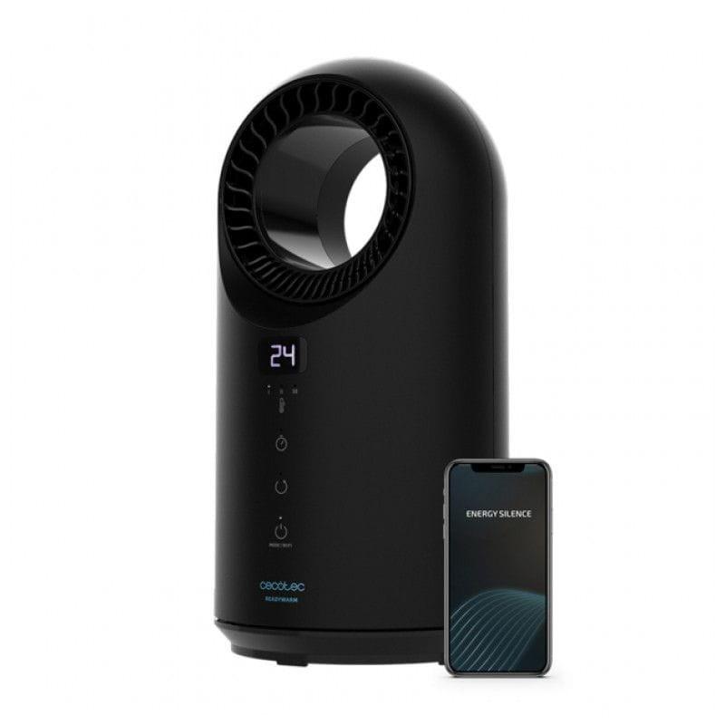 Vista em perspectiva do aquecedor Cecotec ReadyWarm 8400 Bladeless 1500 preto